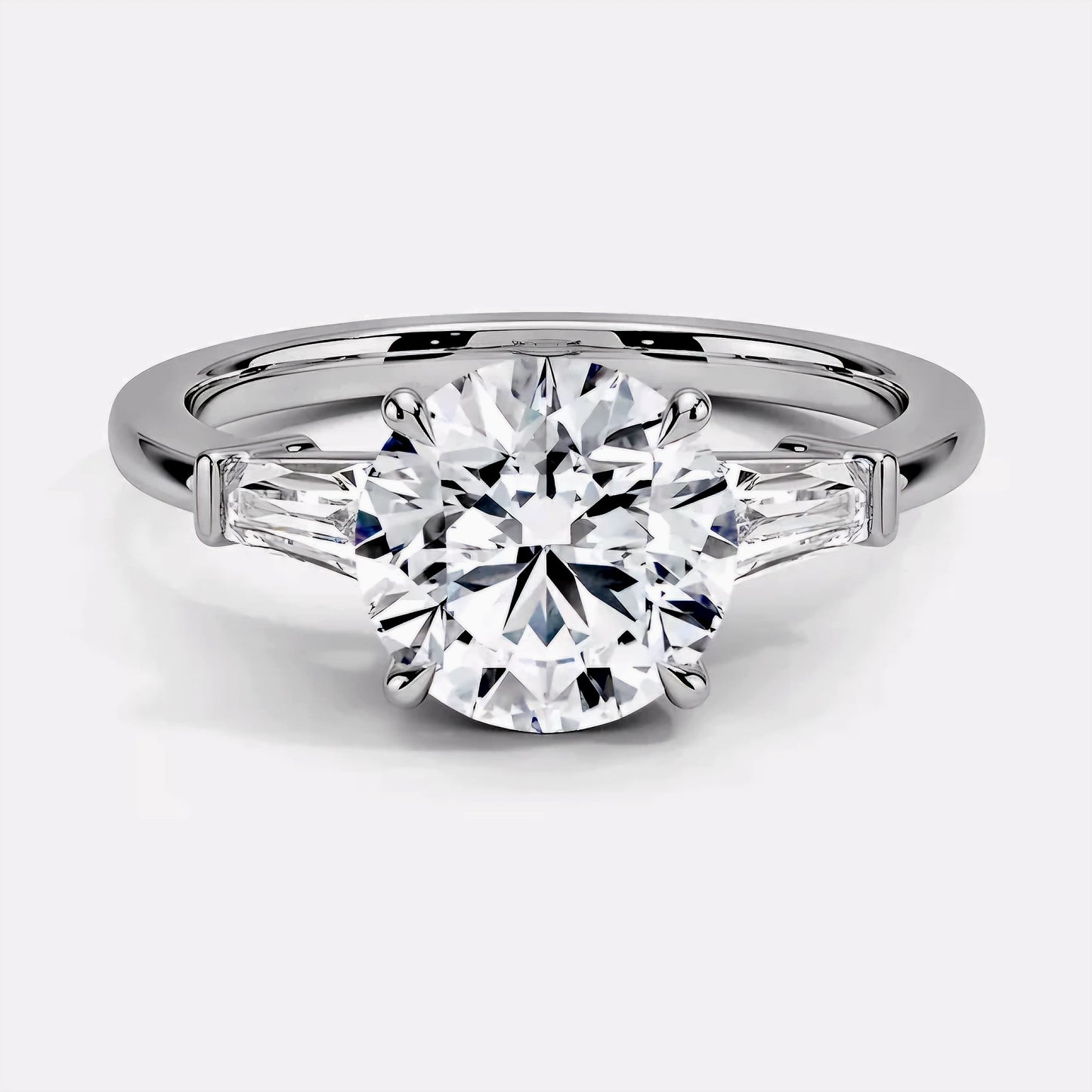 Bar Trilogy Round Cut Diamond Ring