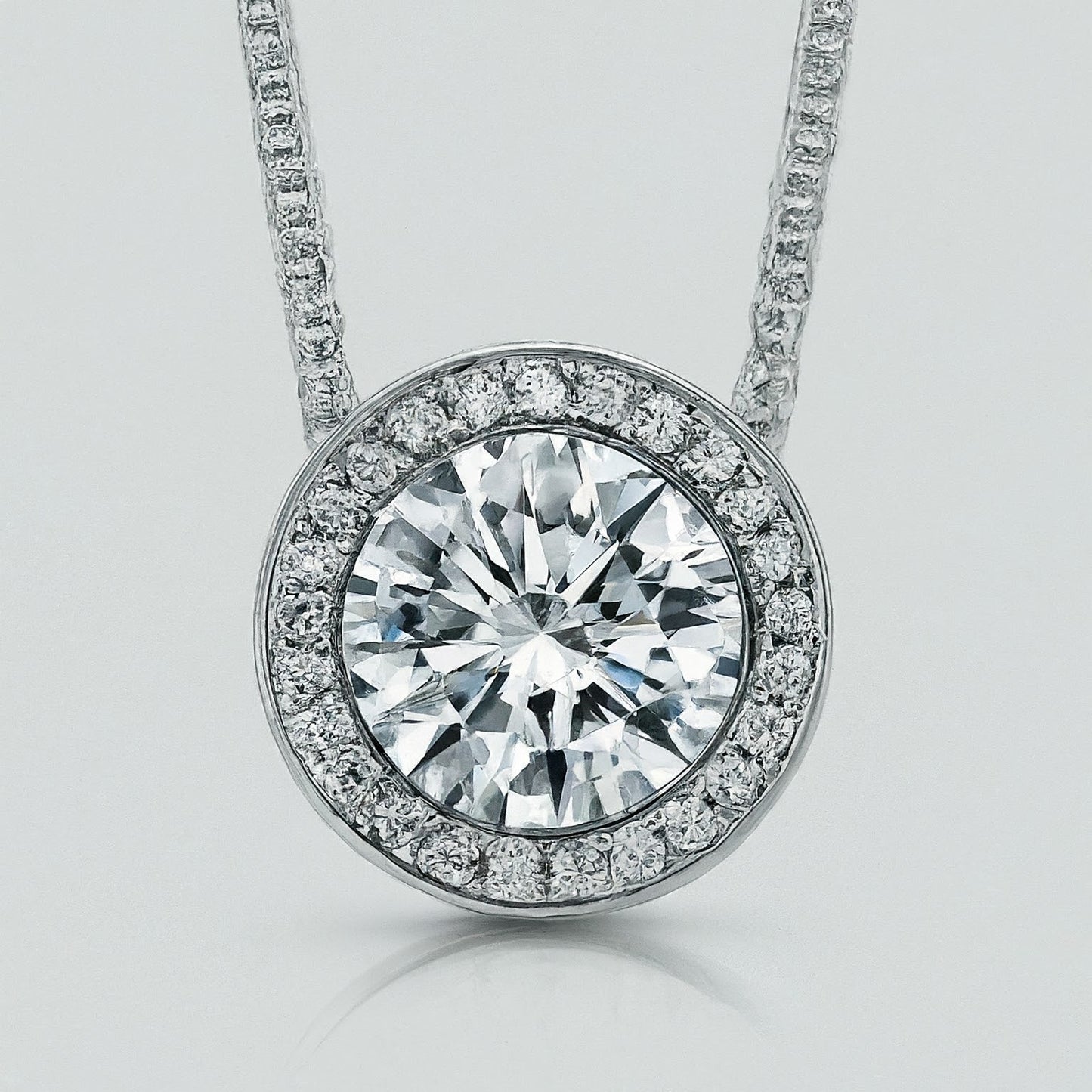 Bezel Halo Setting Diamond Solitaire Pendant