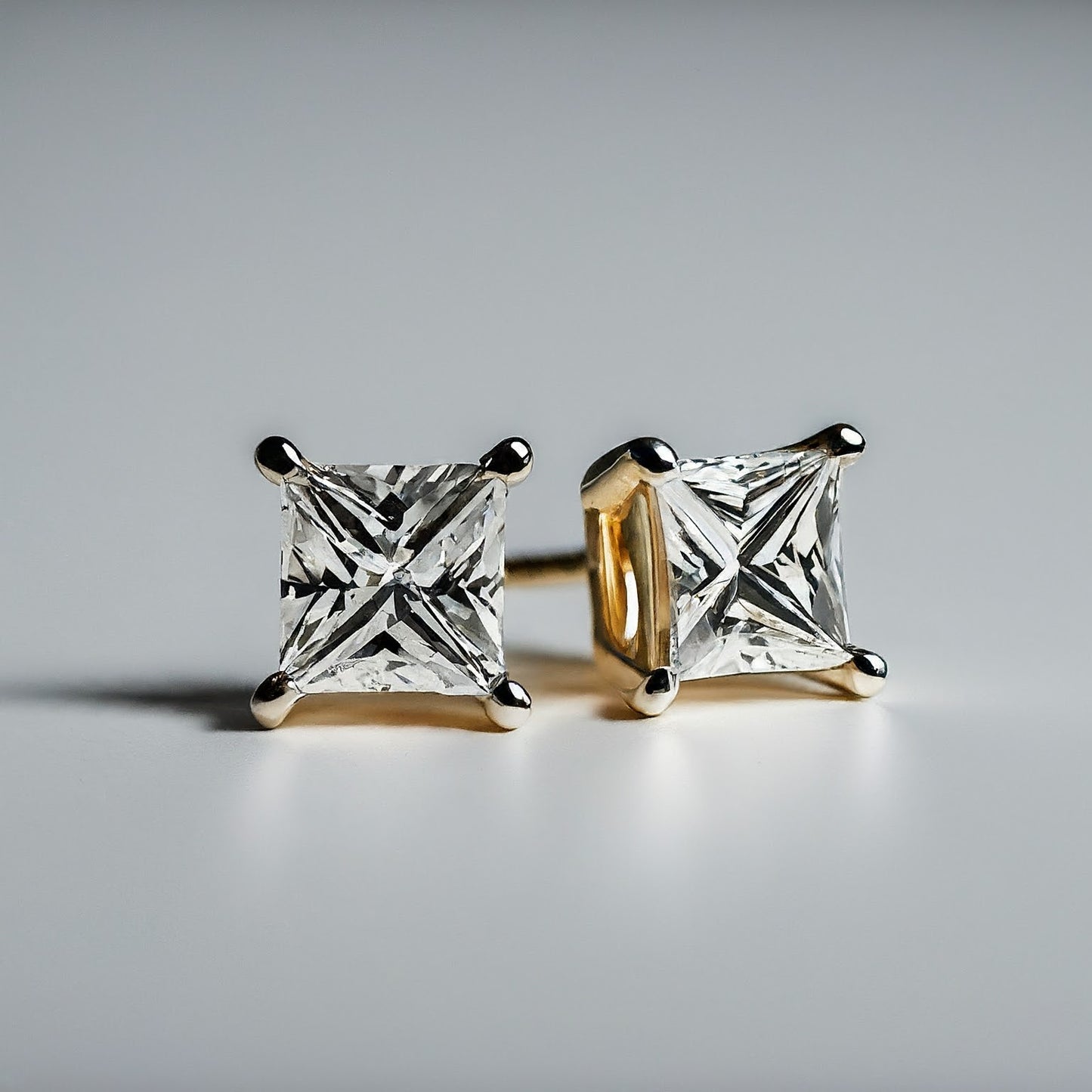 Princess Cut Diamond Earring Stud