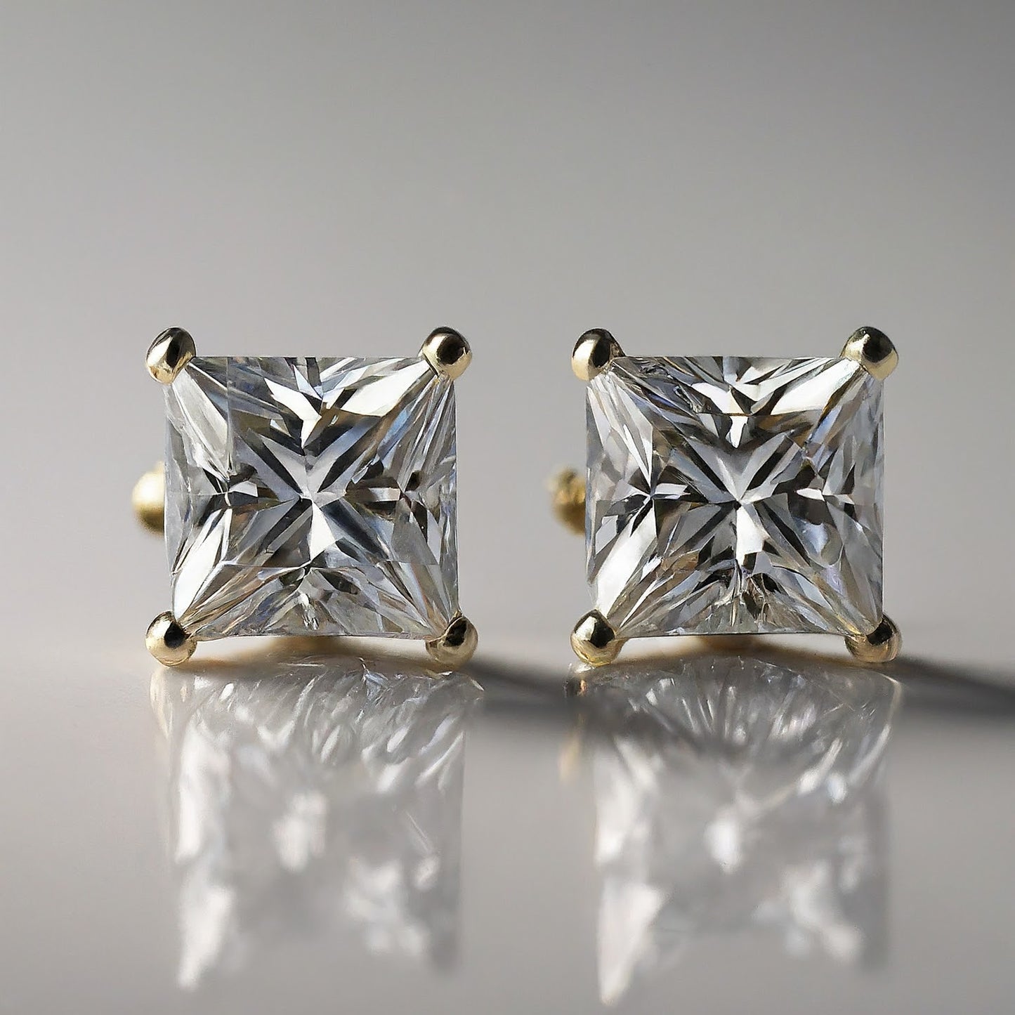 Princess Cut Diamond Earring Stud