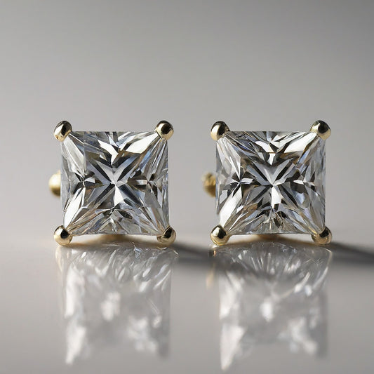 Princess Cut Diamond Earring Stud