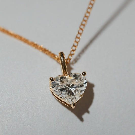 Heart Cut 3 Prong Diamond Pendent