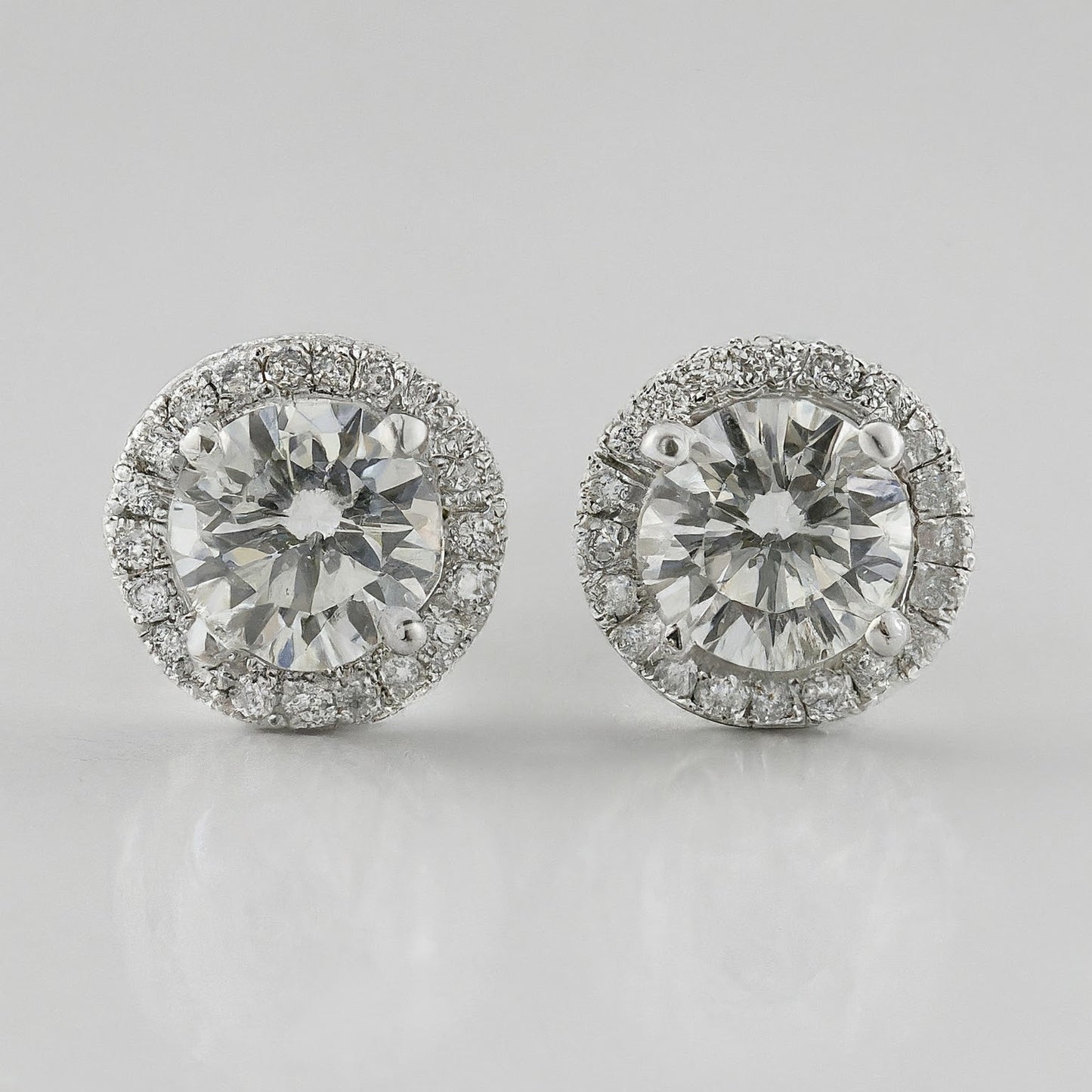 Halo Setting Round Diamond Stud Earring