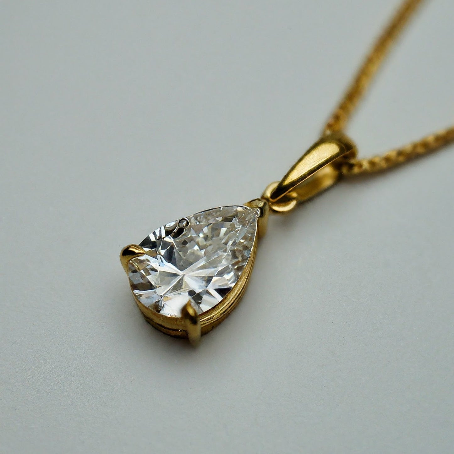 3 Prong Pear Cut Diamond Pendent