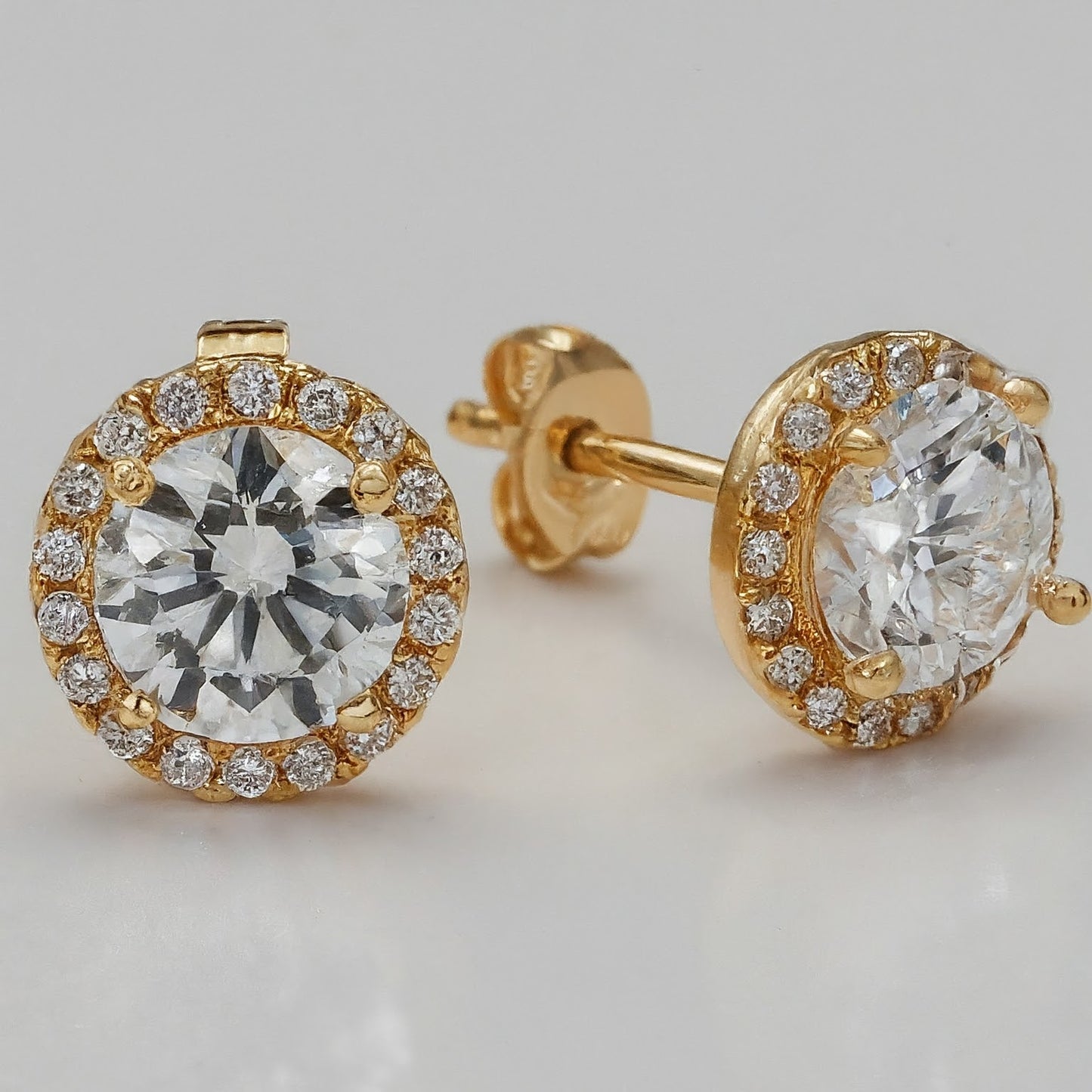 Halo Setting Round Diamond Stud Earring